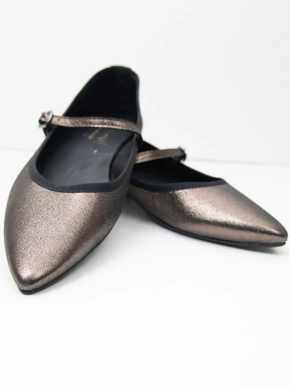 Anthropologie Maypol Pointed Rota Percival Mary Jane Flats Bronze Black Size 40
